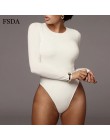 FSDA O Neck z długim rękawem solidny biały seksowny Body kobiety czarny jesienno-zimowy Body na ramiączkach szary w stylu Casual