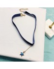 Moda czarna aksamitna skóra koło geometryczne planeta wisiorki fałszywy kołnierz Chokers naszyjnik kobiety biżuteria 2019 prezen