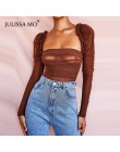 Julissa mo czarna dwuwarstwowa siatka Sexy body damskie topy jesień nowy długi rękaw średnio wysoka talia body damskie kombinezo