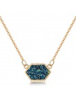 14 kolorów Druzy Drusy naszyjnik moda owalny żywica Faux naszyjnik z kamienia złoty posrebrzany marka biżuteria dla kobiet dziew