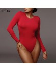FSDA O Neck z długim rękawem solidny biały seksowny Body kobiety czarny jesienno-zimowy Body na ramiączkach szary w stylu Casual