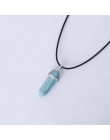 Gorąca sześciokątna kolumna naturalny kryształ tygrysie oko turquoises pendentif ametysty kamień wisiorek naszyjnik łańcuszkowy 