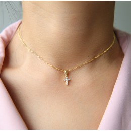 2019 wysokiej jakości 925 sterling silver pave AAA cz tiny śliczny krzyż wisiorek naszyjniki dla kobiety Mini Charm wisiorki Bij