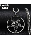 Duży talizman Baphomet ze stali nierdzewnej naszyjnik ze stali wisiorek dla mężczyzn/kobiet koza PIN biżuteria Satanic PIN lucyf
