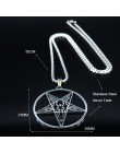 Duży talizman Baphomet ze stali nierdzewnej naszyjnik ze stali wisiorek dla mężczyzn/kobiet koza PIN biżuteria Satanic PIN lucyf