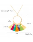 Boho czeski etniczne frędzle naszyjnik dla kobiet długi złoty łańcuch zimowy sweter Choker odzież biżuteria akcesoria