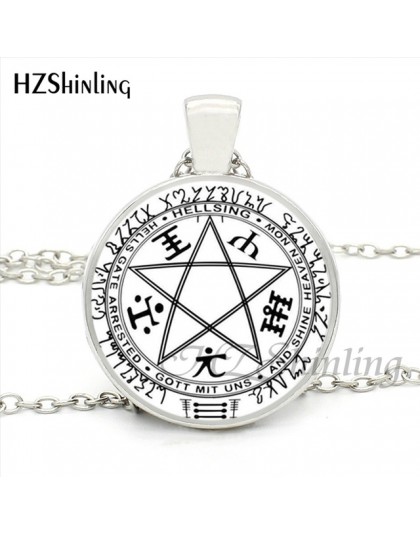 HZShinling HZ1-0045 Hellsing Alucard Pentagram naszyjnik szkło Cabochon Hellsing Pentagram wisiorek typu statement naszyjniki hu