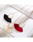 Boho czeski etniczne frędzle naszyjnik dla kobiet długi złoty łańcuch zimowy sweter Choker odzież biżuteria akcesoria