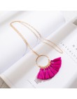 Boho czeski etniczne frędzle naszyjnik dla kobiet długi złoty łańcuch zimowy sweter Choker odzież biżuteria akcesoria