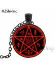 HZShinling HZ1-0045 Hellsing Alucard Pentagram naszyjnik szkło Cabochon Hellsing Pentagram wisiorek typu statement naszyjniki hu