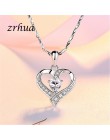 ZRHUA 925 Sterling Silver naszyjnik łańcuch cyrkon wisiorki serca naszyjniki dla kobiet kolye Choker wysokiej jakości biżuteria 