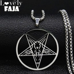 Duży talizman Baphomet ze stali nierdzewnej naszyjnik ze stali wisiorek dla mężczyzn/kobiet koza PIN biżuteria Satanic PIN lucyf