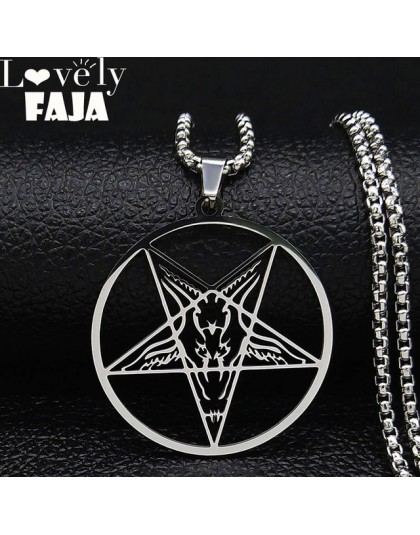 Duży talizman Baphomet ze stali nierdzewnej naszyjnik ze stali wisiorek dla mężczyzn/kobiet koza PIN biżuteria Satanic PIN lucyf