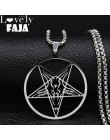Duży talizman Baphomet ze stali nierdzewnej naszyjnik ze stali wisiorek dla mężczyzn/kobiet koza PIN biżuteria Satanic PIN lucyf