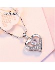 ZRHUA 925 Sterling Silver naszyjnik łańcuch cyrkon wisiorki serca naszyjniki dla kobiet kolye Choker wysokiej jakości biżuteria 