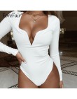 Forefair V Neck z długim rękawem Body bluzka kobieca jesienne zimowe pajacyki 2018 czarny czerwony biały bordowy Slim Body kobie