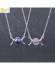 CSJA Vintage półksiężyc naszyjnik na obojczyk księżyc słońce wisiorki kolor srebrny Choker z kamienia naturalnego krótkie naszyj
