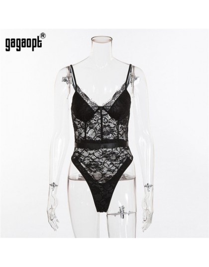 Gagaopt 2020 lato koronkowe body kobiety sukienka bodycon z wycięciami Sexy body kombinezon kombinezony Streetwear