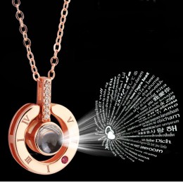 Naszyjnik listowy 100 języków kocham cię projekcja naszyjnik kobiety biżuteria Collier Femme Bijoux 2019 najlepsze prezenty dla 