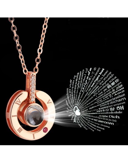Naszyjnik listowy 100 języków kocham cię projekcja naszyjnik kobiety biżuteria Collier Femme Bijoux 2019 najlepsze prezenty dla 