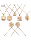 SHIXIN Boho proste Charms Choker naszyjnik kobiety maryja panna róża kwiat anioł Rune wisiorek w kształcie monety moda komunikat