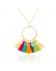 Boho czeski etniczne frędzle naszyjnik dla kobiet długi złoty łańcuch zimowy sweter Choker odzież biżuteria akcesoria