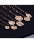 SHIXIN Boho proste Charms Choker naszyjnik kobiety maryja panna róża kwiat anioł Rune wisiorek w kształcie monety moda komunikat