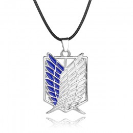 Atak na tytana naszyjniki wisiorki skrzydła wolności Metal Unisex skórzany łańcuszek modny wisiorek w dwóch kolorach