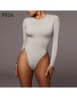 FSDA O Neck z długim rękawem solidny biały seksowny Body kobiety czarny jesienno-zimowy Body na ramiączkach szary w stylu Casual