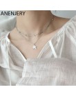 ANENJERY 925 Sterling Silver Micro cyrkonia gwiazda naszyjniki dla kobiet podwójne koraliki łańcuch spersonalizowany naszyjnik S
