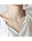 ANENJERY 925 Sterling Silver Micro cyrkonia gwiazda naszyjniki dla kobiet podwójne koraliki łańcuch spersonalizowany naszyjnik S