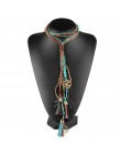 New Fashion 2019 naszyjnik damski z wisiorkiem czeski Vintage etniczny styl długi Tassel skórzana linka naszyjnik obroża