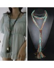 New Fashion 2019 naszyjnik damski z wisiorkiem czeski Vintage etniczny styl długi Tassel skórzana linka naszyjnik obroża