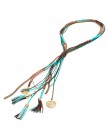 New Fashion 2019 naszyjnik damski z wisiorkiem czeski Vintage etniczny styl długi Tassel skórzana linka naszyjnik obroża