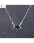 CSJA Vintage półksiężyc naszyjnik na obojczyk księżyc słońce wisiorki kolor srebrny Choker z kamienia naturalnego krótkie naszyj