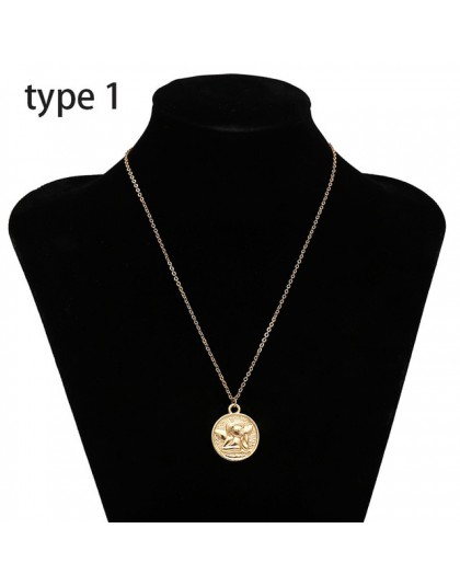 SHIXIN Boho proste Charms Choker naszyjnik kobiety maryja panna róża kwiat anioł Rune wisiorek w kształcie monety moda komunikat