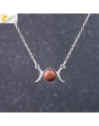 CSJA Vintage półksiężyc naszyjnik na obojczyk księżyc słońce wisiorki kolor srebrny Choker z kamienia naturalnego krótkie naszyj
