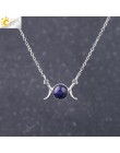 CSJA Vintage półksiężyc naszyjnik na obojczyk księżyc słońce wisiorki kolor srebrny Choker z kamienia naturalnego krótkie naszyj