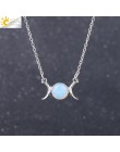 CSJA Vintage półksiężyc naszyjnik na obojczyk księżyc słońce wisiorki kolor srebrny Choker z kamienia naturalnego krótkie naszyj
