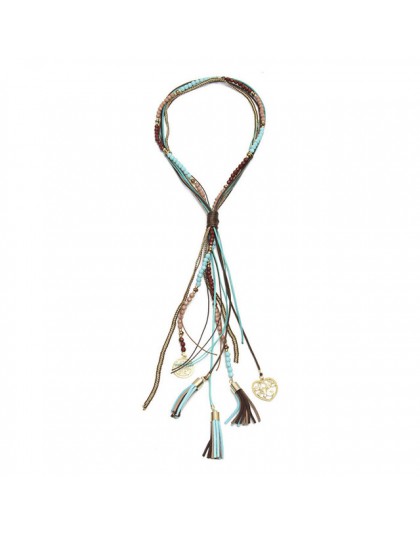 New Fashion 2019 naszyjnik damski z wisiorkiem czeski Vintage etniczny styl długi Tassel skórzana linka naszyjnik obroża