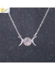 CSJA Vintage półksiężyc naszyjnik na obojczyk księżyc słońce wisiorki kolor srebrny Choker z kamienia naturalnego krótkie naszyj