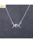CSJA Vintage półksiężyc naszyjnik na obojczyk księżyc słońce wisiorki kolor srebrny Choker z kamienia naturalnego krótkie naszyj