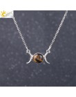 CSJA Vintage półksiężyc naszyjnik na obojczyk księżyc słońce wisiorki kolor srebrny Choker z kamienia naturalnego krótkie naszyj