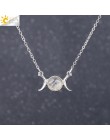 CSJA Vintage półksiężyc naszyjnik na obojczyk księżyc słońce wisiorki kolor srebrny Choker z kamienia naturalnego krótkie naszyj