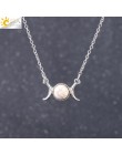 CSJA Vintage półksiężyc naszyjnik na obojczyk księżyc słońce wisiorki kolor srebrny Choker z kamienia naturalnego krótkie naszyj