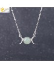 CSJA Vintage półksiężyc naszyjnik na obojczyk księżyc słońce wisiorki kolor srebrny Choker z kamienia naturalnego krótkie naszyj