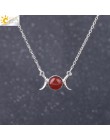 CSJA Vintage półksiężyc naszyjnik na obojczyk księżyc słońce wisiorki kolor srebrny Choker z kamienia naturalnego krótkie naszyj