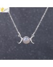 CSJA Vintage półksiężyc naszyjnik na obojczyk księżyc słońce wisiorki kolor srebrny Choker z kamienia naturalnego krótkie naszyj
