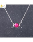 CSJA Vintage półksiężyc naszyjnik na obojczyk księżyc słońce wisiorki kolor srebrny Choker z kamienia naturalnego krótkie naszyj