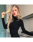 Weekeep kobiety czarny długi rękaw Body jesień zima Body z golfem kobiet Sexy Bodycon wysoka talia Romper Body Femee